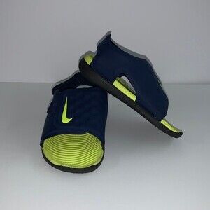 Nike Sunray Adjust 5 Midnight Infant Sandals Navy And Lemon Venom size 6C